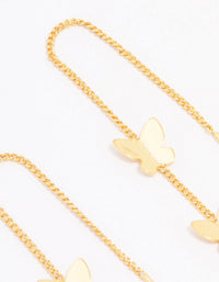 Gold Plated Butterfly Trio Drop Earrings - link has visual effect only