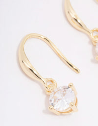 Gold Plated Cubic Zirconia Solitaire Hook Earrings - link has visual effect only