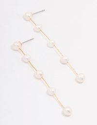 Gold Plated Freshwater Pearl Long Drop Earrings - link has visual effect only