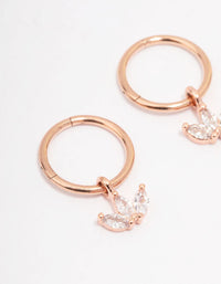 Rose Gold Plated Surgical Steel Cubic Zirconia Trio Marquise Hoop Earrings - link has visual effect only