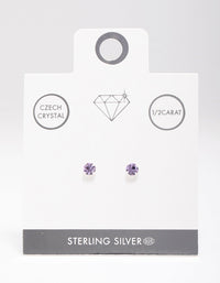 Sterling Silver Lilac Czech Crystal Small Stud Earrings - link has visual effect only