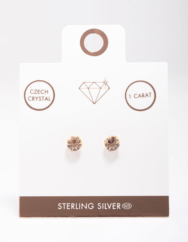 Rose Gold Plated Sterling Silver Czech Crystal Stud Earrings Lovisa