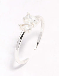 Sterling Silver Cubic Zirconia Adjustable Ring - link has visual effect only