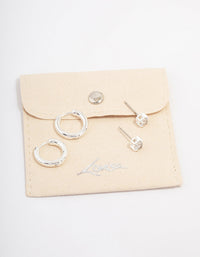 Silver Diamante Stud & Hoop Earring Pack - link has visual effect only