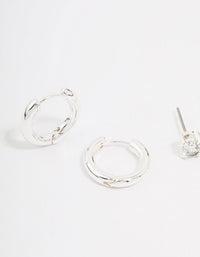 Silver Diamante Stud & Hoop Earring Pack - link has visual effect only