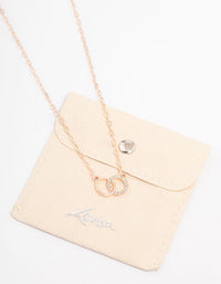 Rose Gold Interlocking Circular Diamante Pendant Necklace - link has visual effect only