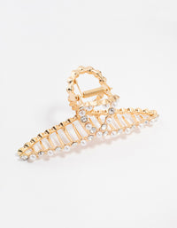 Gold Plated Diamante & Pearl Twisted Claw Clip - link has visual effect only