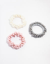 Beaded Pearl Cluster Hair Ties 3-Pack - link has visual effect only