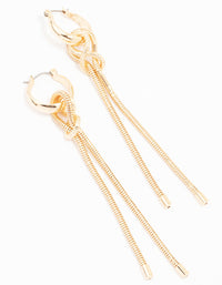 Gold Knotted Chain Drop Earrings - link has visual effect only