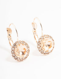 Continental Halo Pink Bohemia Czech Crystal Rose Gold Stud Earrings - link has visual effect only