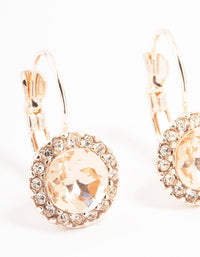 Continental Halo Pink Bohemia Czech Crystal Rose Gold Stud Earrings - link has visual effect only