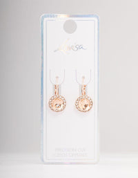 Continental Halo Pink Bohemia Czech Crystal Rose Gold Stud Earrings - link has visual effect only