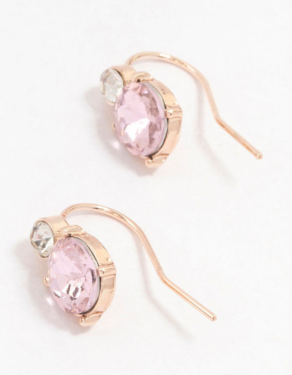 Rose Gold Multiple Czech Crystal Drop Earrings