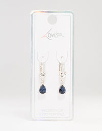 Silver Continental Pear Bohemia  Czech Crystals Drop Earrings - link has visual effect only