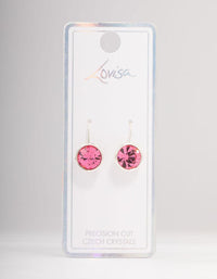 Large Pink Encased Bohemia Czech Crystal Silver Drop Earrings - link has visual effect only