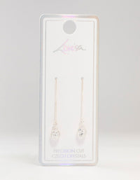 Silver Pear Bohemia  Czech Crystal Thread Through Earrings - link has visual effect only