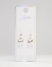 Large Silver Multiple Bohemia Czech Crystals Drop Earrings - link has visual effect only