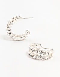 Silver Bohemia Czech  Crystals Double Strand Hoop Earrings - link has visual effect only