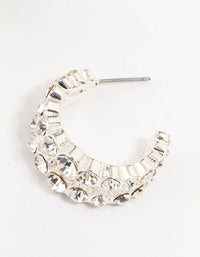 Silver Bohemia Czech  Crystals Double Strand Hoop Earrings - link has visual effect only