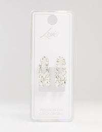 Silver Bohemia Czech  Crystals Double Strand Hoop Earrings - link has visual effect only