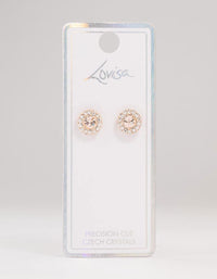 Halo Pink Bohemia Czech Crystal Rose Gold Stud Earrings - link has visual effect only