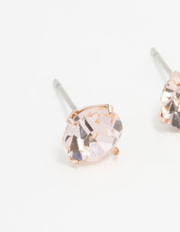 Rose Gold Circular Bohemia Czech Crystal Stud Earrings 7 MM - link has visual effect only