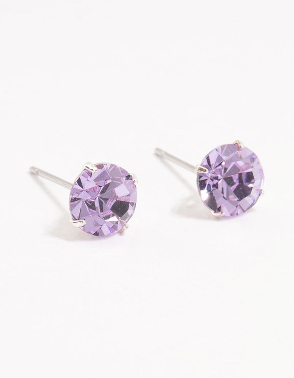 Circular Purple Bohemia Czech Crystal Stud Earrings 7 MM