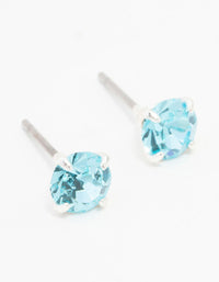 Silver Circular Blue Bohemia Crystal Stud Earrings 5 MM - link has visual effect only