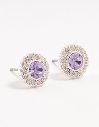 Halo Purple Bohemia Czech Crystal Silver Stud Earrings - link has visual effect only