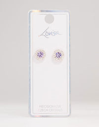 Halo Purple Bohemia Czech Crystal Silver Stud Earrings - link has visual effect only