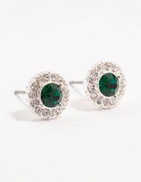 Silver Green Halo Bohemia Czech Crystal Stud Earrings - link has visual effect only