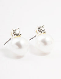 Silver Pearl & Bohemia Czech Crystal Stud Earrings - link has visual effect only