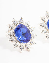 Blue Bohemia Czech Crystal Flower Halo Stud Earrings - link has visual effect only