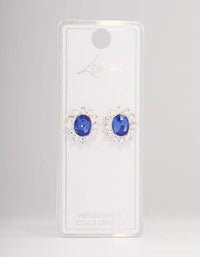 Blue Bohemia Czech Crystal Flower Halo Stud Earrings - link has visual effect only