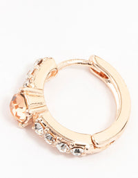 Rose Gold Circle Bohemia Czech Crystal Huggie Earrings - link has visual effect only