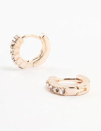 Rose Gold Bohemia  Czech Crystal  Huggie Earrings - link has visual effect only