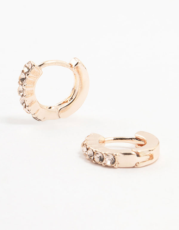 Rose Gold Bohemia  Czech Crystal  Huggie Earrings