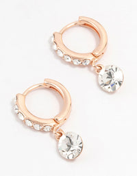 Rose Gold Bohemia  Czech Crystal Drop Huggie Earrings - link has visual effect only