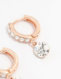 Rose Gold Bohemia  Czech Crystal Drop Huggie Earrings - link has visual effect only