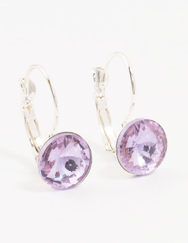 Large Purple Continental Bohemia Czech Crystal Drop Earrings