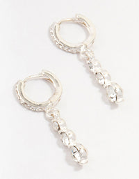 Silver Cascading Bohemia Czech Crystal Drop Huggie Earrings - link has visual effect only