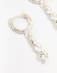 Silver Cascading Bohemia Czech Crystal Drop Huggie Earrings - link has visual effect only