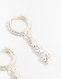 Silver Cascading Bohemia Czech Crystal Drop Huggie Earrings - link has visual effect only