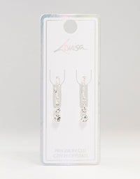 Silver Cascading Bohemia Czech Crystal Drop Huggie Earrings - link has visual effect only