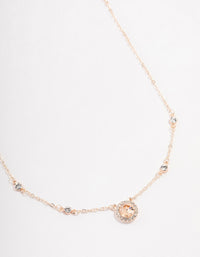 Rose Gold Halo Bohemia  Czech Crystal Necklace - link has visual effect only