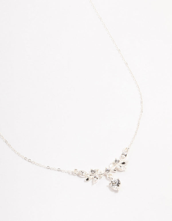 Silver Marquise Bohemia Czech Crystal Vine Necklace