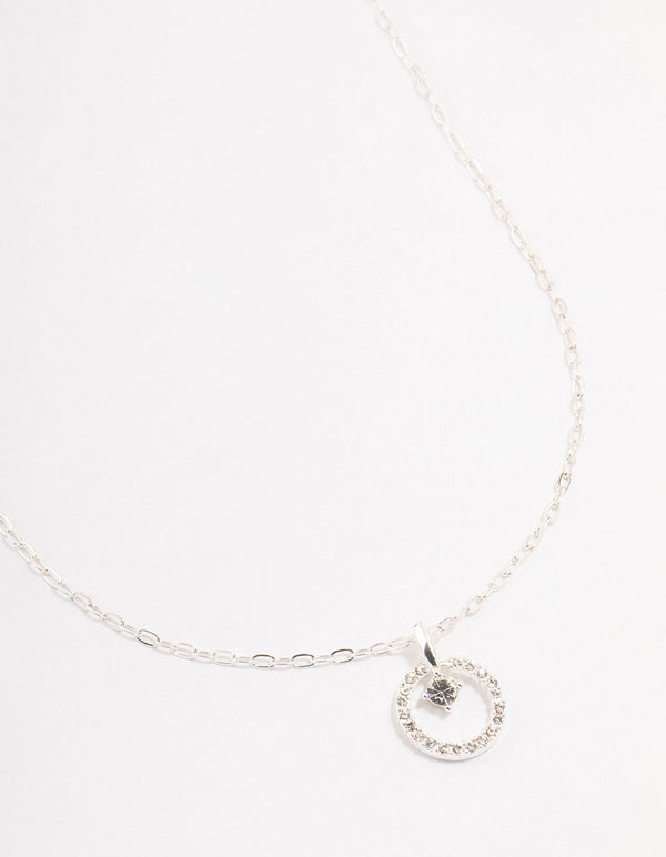 Silver Floating Bohemia Czech Crystal Circle Necklace