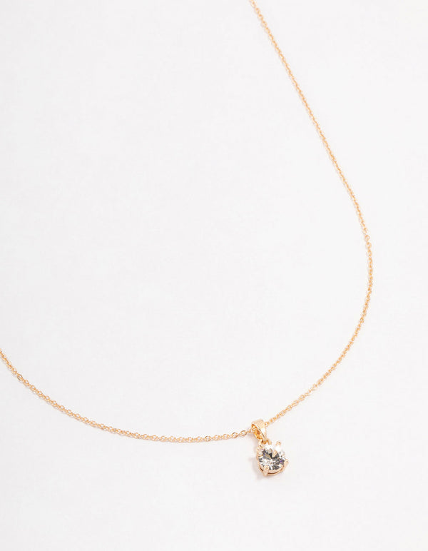 Gold Solitaire Czech Bohemia  Crystal Necklace