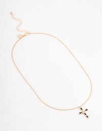 Gold  Baguette  Bohemia Czech Crystal Cross Necklace - link has visual effect only