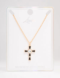 Gold  Baguette  Bohemia Czech Crystal Cross Necklace - link has visual effect only